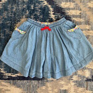 Mini Boden Chambray Skirt with heart pockets.  Girls Size 7-8Y.